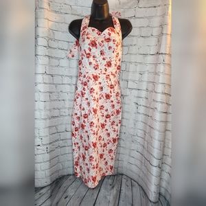 Retro Rockabilly Floral Halter‎ Fitted Dress NWT Size Small